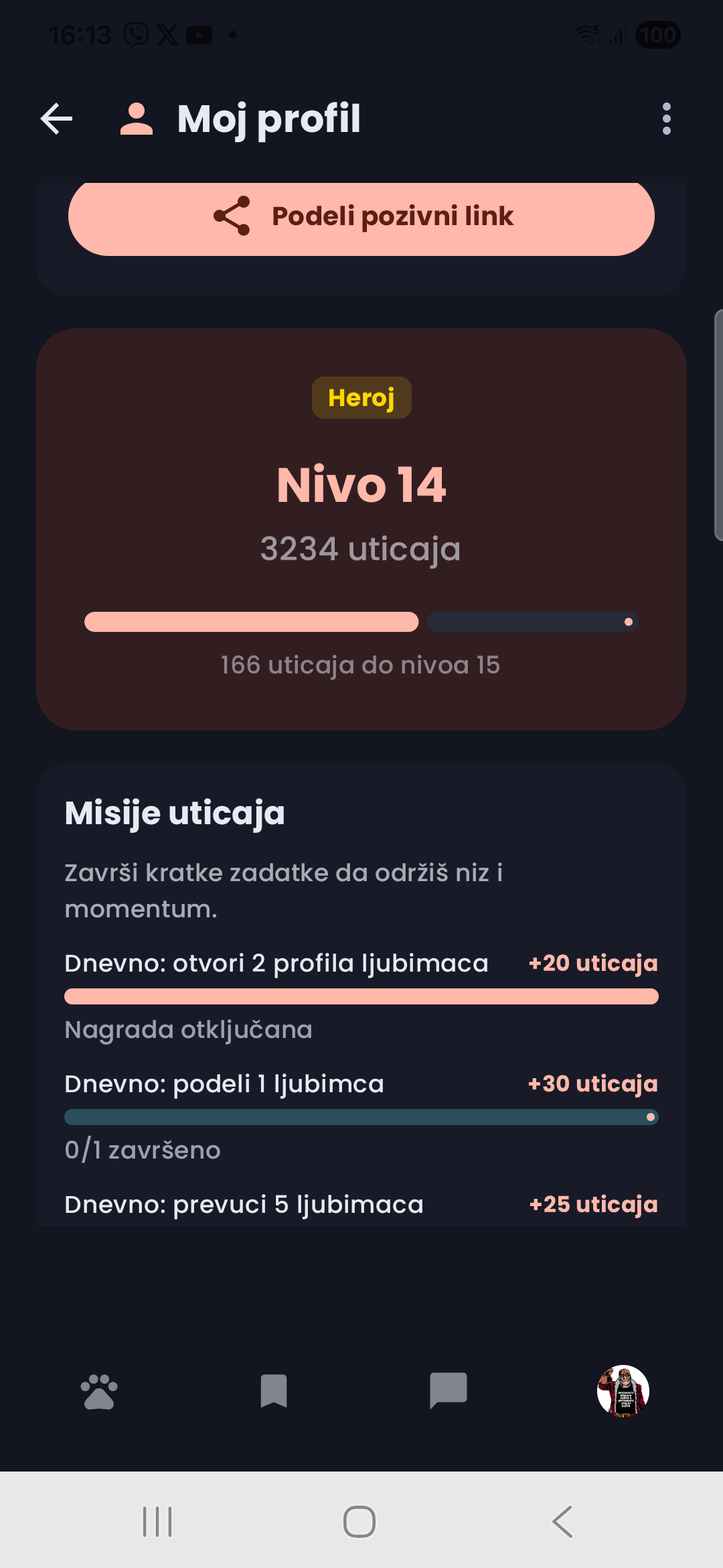 Impact score and leaderboard screenshot